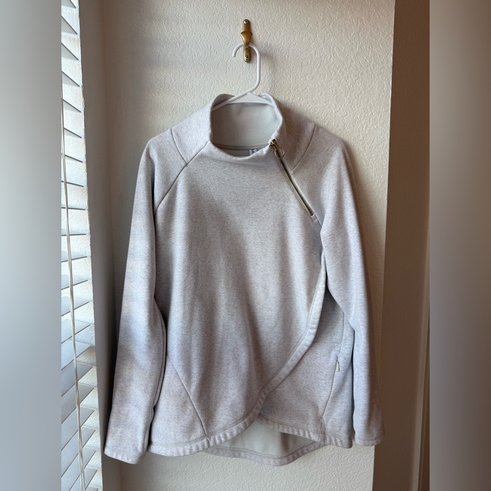 ATHLETA SIDE ZIP ASYMMETRICAL SWEATSHIRT JACKET WITH THUMBHOLES EUC SIZE LARGE